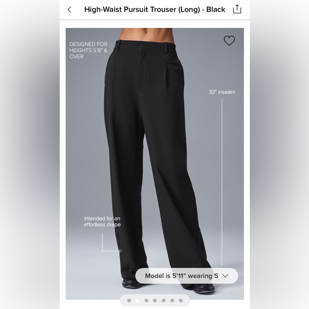 Alo yoga pursuit trousers, size xs (long), black